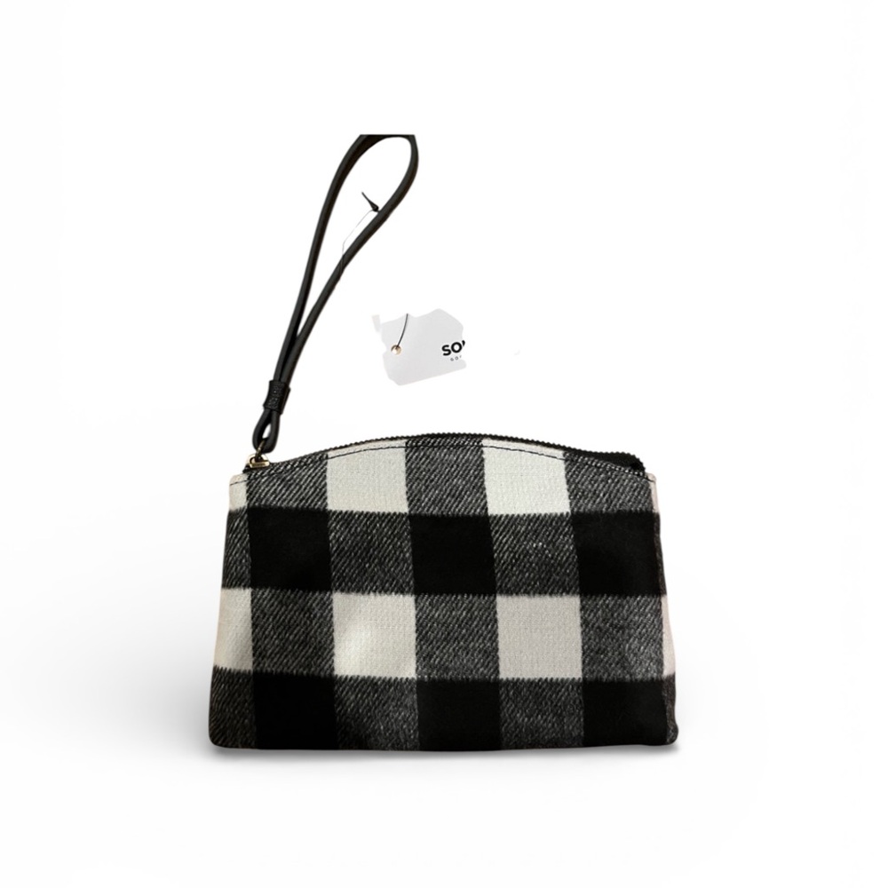 Sonoma  Black and White Fabric Checkered Wristlet
